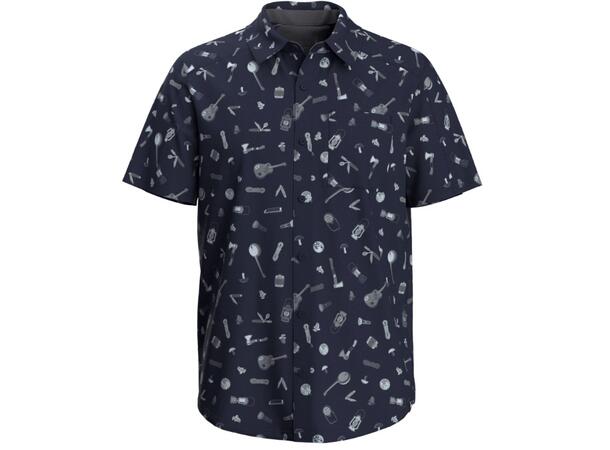 M Printed Short Sleeve Button Down